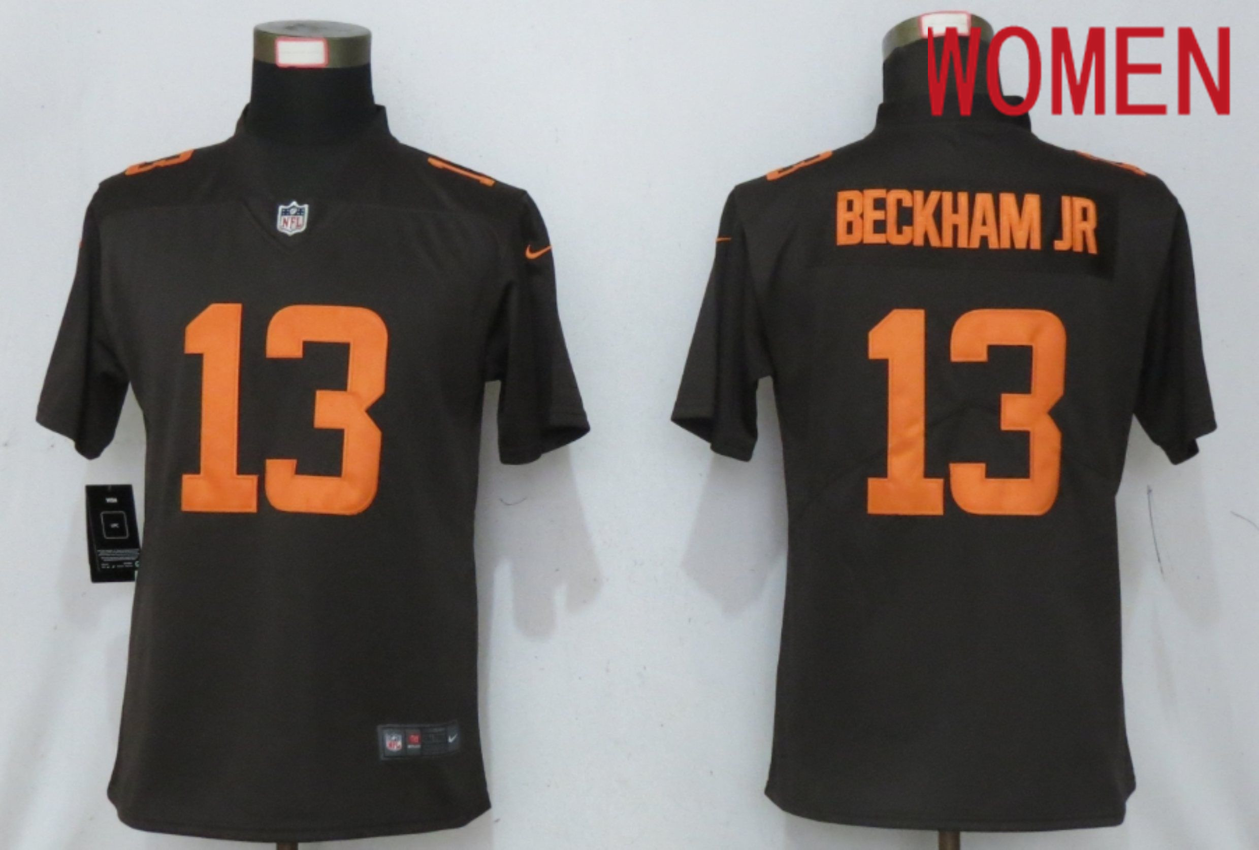Women Cleveland Browns #13 Beckham jr Brown lternate Vapor Elite Playe Nike NFL Jersey->women nfl jersey->Women Jersey